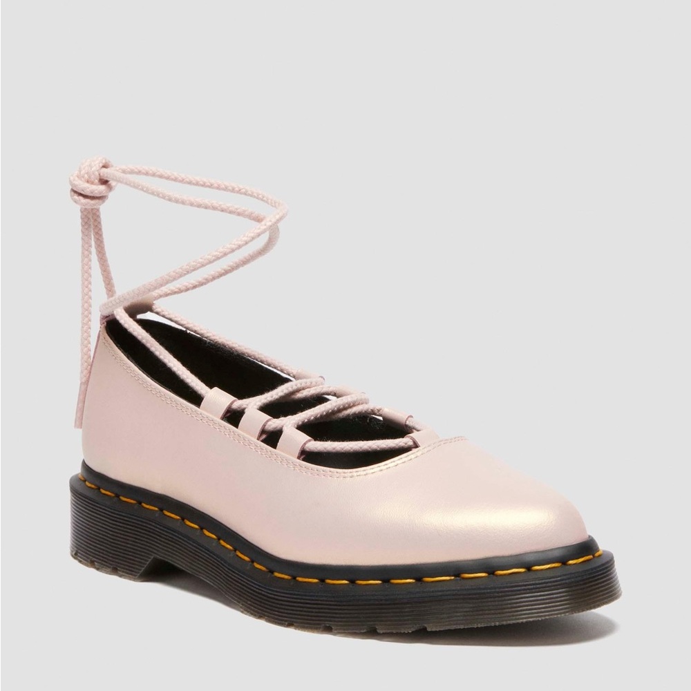Dr. Martens Elphie II - Iridescent Leather Ballet Flats (Powder Pink + Gold)